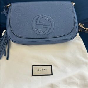 Gucci Blue Crossbody Bag with Iconic GG Logo